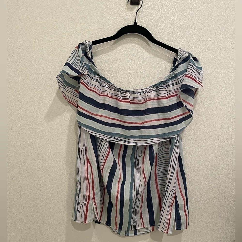 Lane Bryant Women’s Blouse Off Shoulder Stripe Pattern Size 14/16​​​​​​